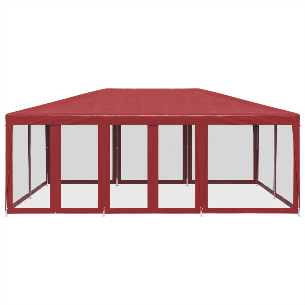 VIDAXL -Partyzelt mit 10 Mesh Side Walls 6x4 M HDPE -Rot