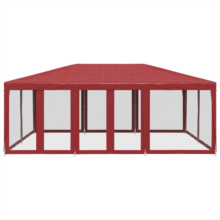 VIDAXL -Partyzelt mit 10 Mesh Side Walls 6x4 M HDPE -Rot