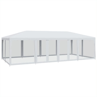 Vidaxl -Partyzelt mit 12 Mesh Seitenwänden 8x4 M HDPE Weiß