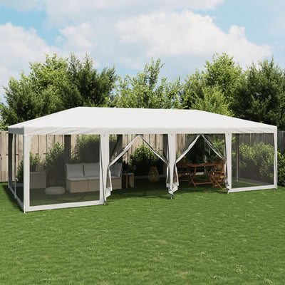 Vidaxl -Partyzelt mit 12 Mesh Seitenwänden 8x4 M HDPE Weiß