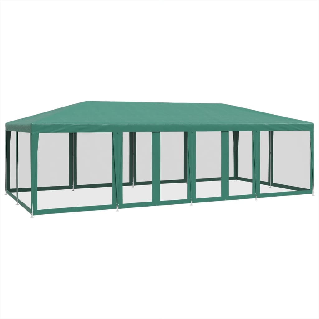 Vidaxl -Partyzelt mit 12 Mesh Seitenwänden 8x4 M HDPE Green