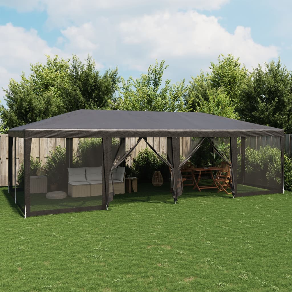 VIDAXL -Partyzelt mit 12 Mesh Seitenwänden 8x4 M HDPE Anthrazit -gelöscht