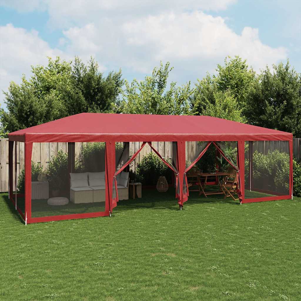 Vidaxl -Partyzelt mit 12 Mesh Seitenwänden 8x4 M HDPE -Rot