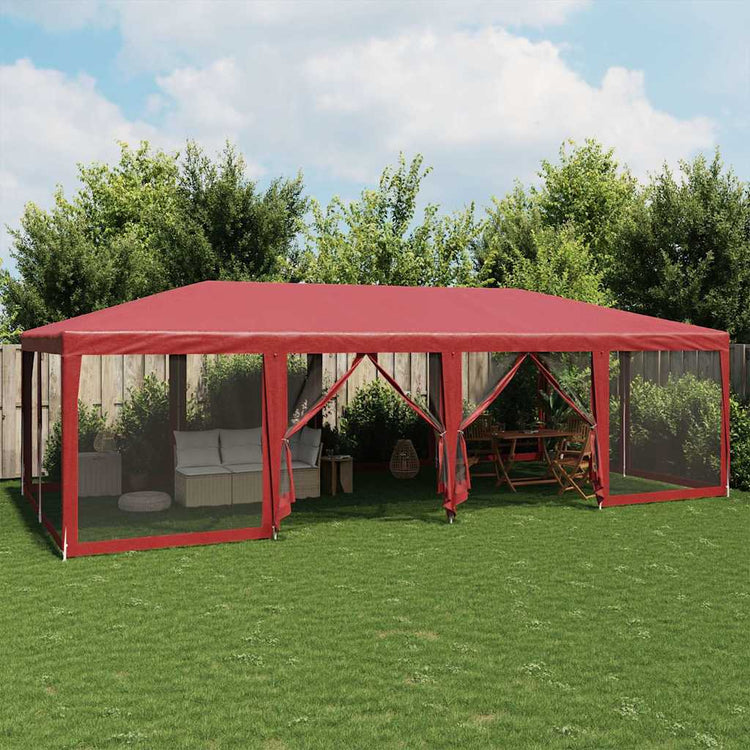 Vidaxl -Partyzelt mit 12 Mesh Seitenwänden 8x4 M HDPE -Rot