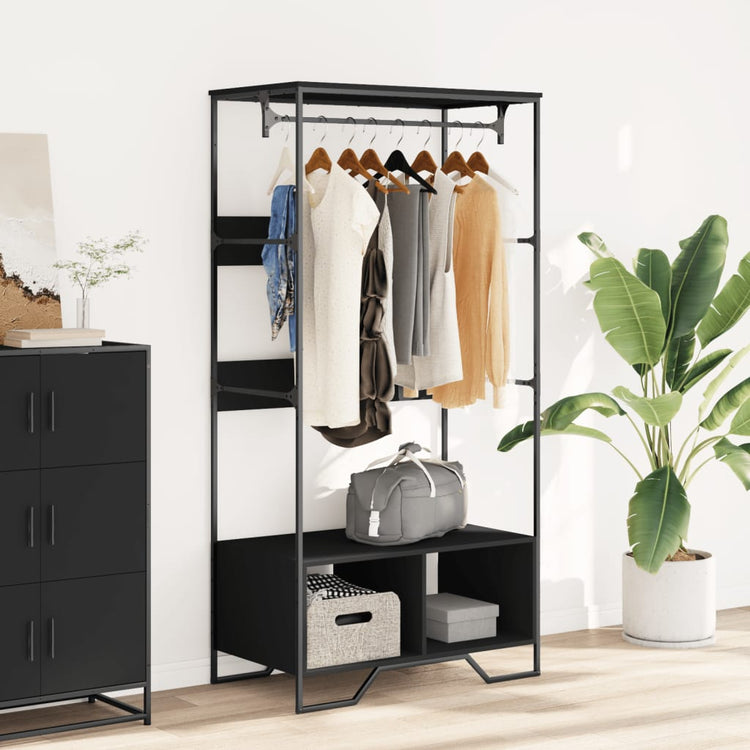 Vidaxl Garderobe 90x50x180 cm propertiertes Holzschwarz