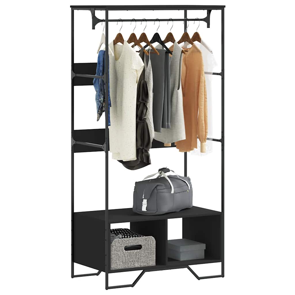 Vidaxl Garderobe 90x50x180 cm propertiertes Holzschwarz