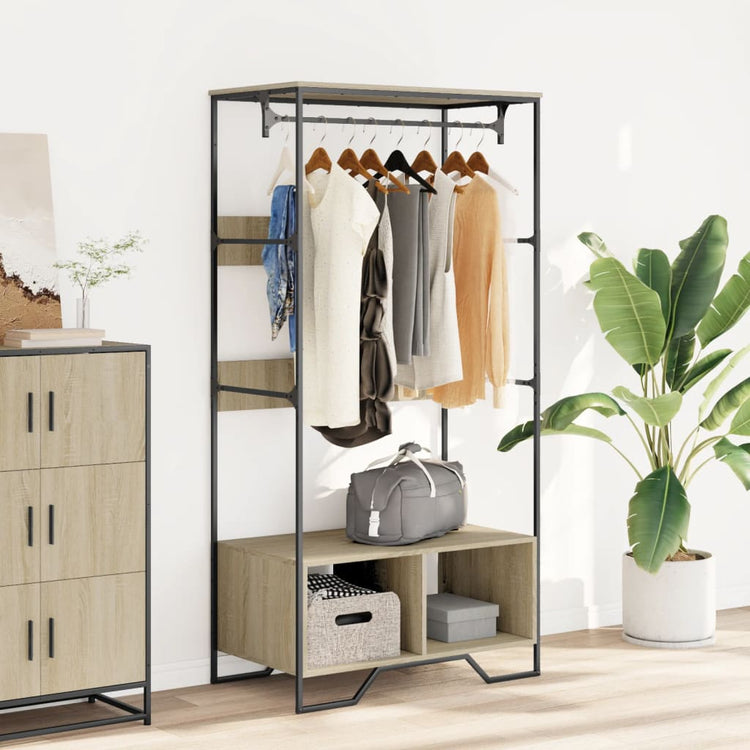 VIDAXL -Garderobe 90x50x180 cm Propertiertes Holz Sonoma Eiche gefärbt