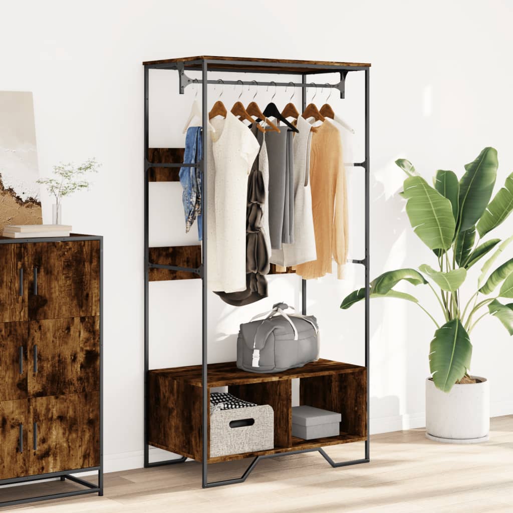 Vidaxl Garderobe 90x50x180 cm Propertiertes Holzgeräuchchen -Eiche gefärbt