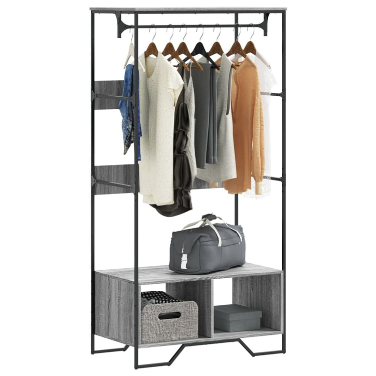 Vidaxl Garderobe 90x50x180 cm Propertiertes Holzgrau Sonoma Eiche gefärbt