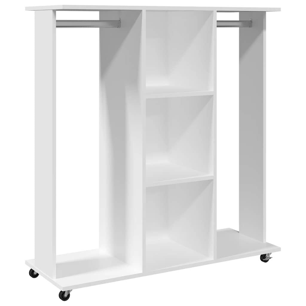 Vidaxl Garderobe mit Rädern 102x38x110 cm verarbeitetes Holz weiß