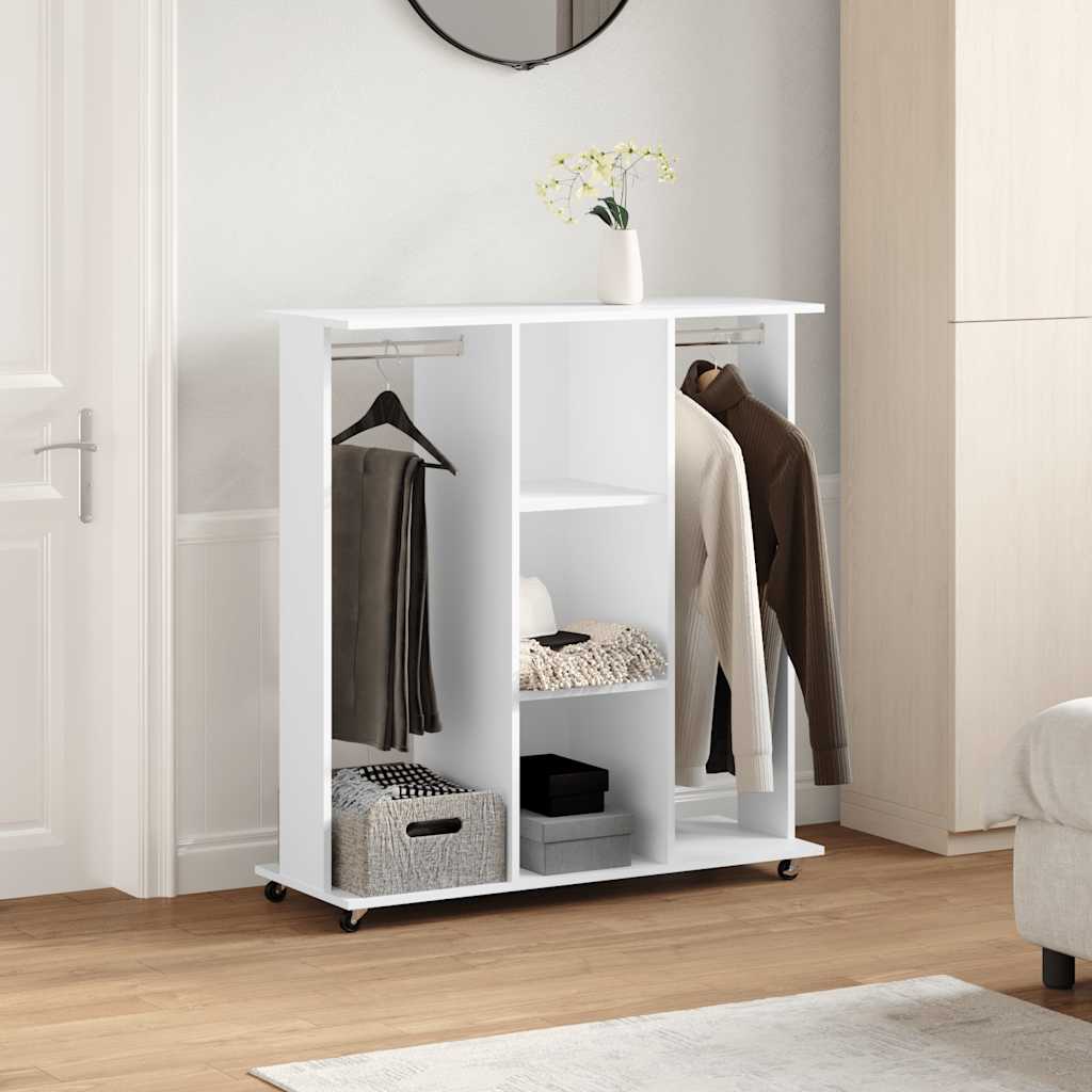 Vidaxl Garderobe mit Rädern 102x38x110 cm verarbeitetes Holz weiß