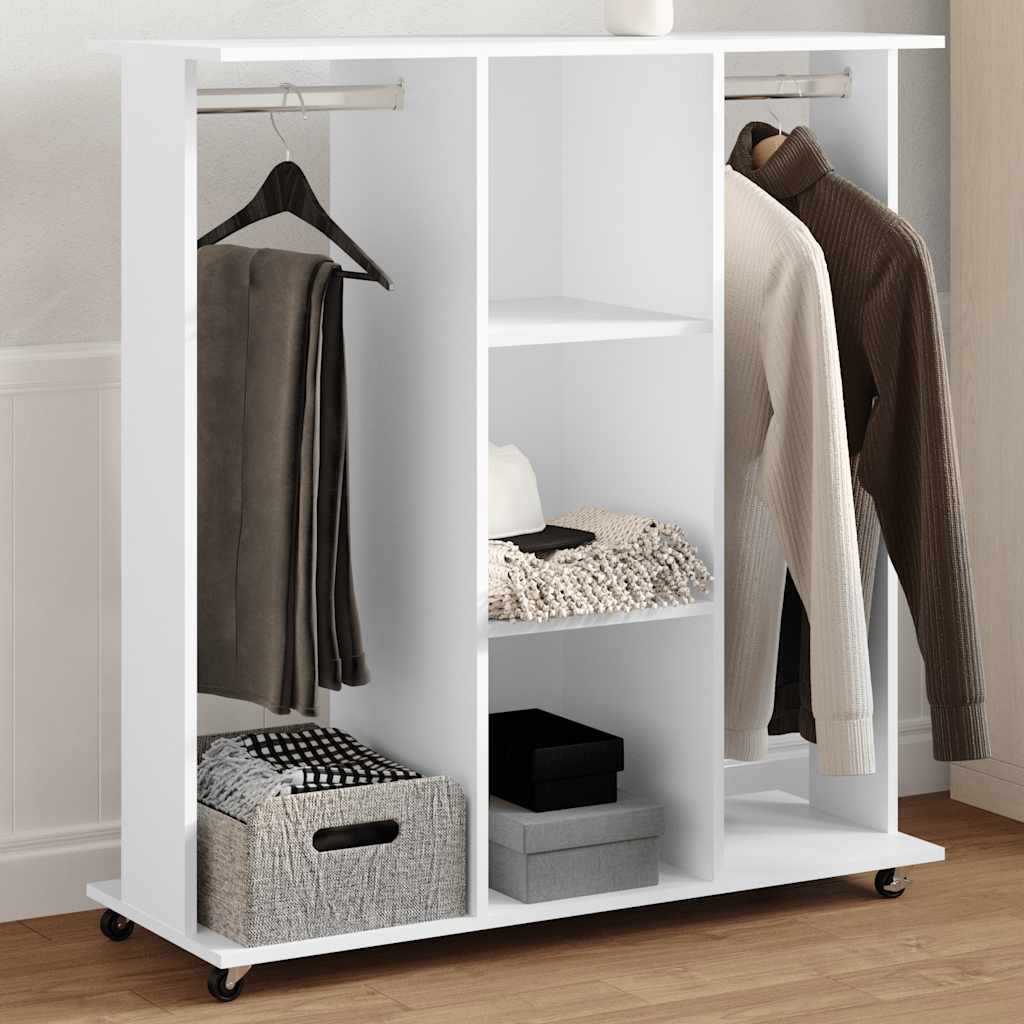 Vidaxl Garderobe mit Rädern 102x38x110 cm verarbeitetes Holz weiß