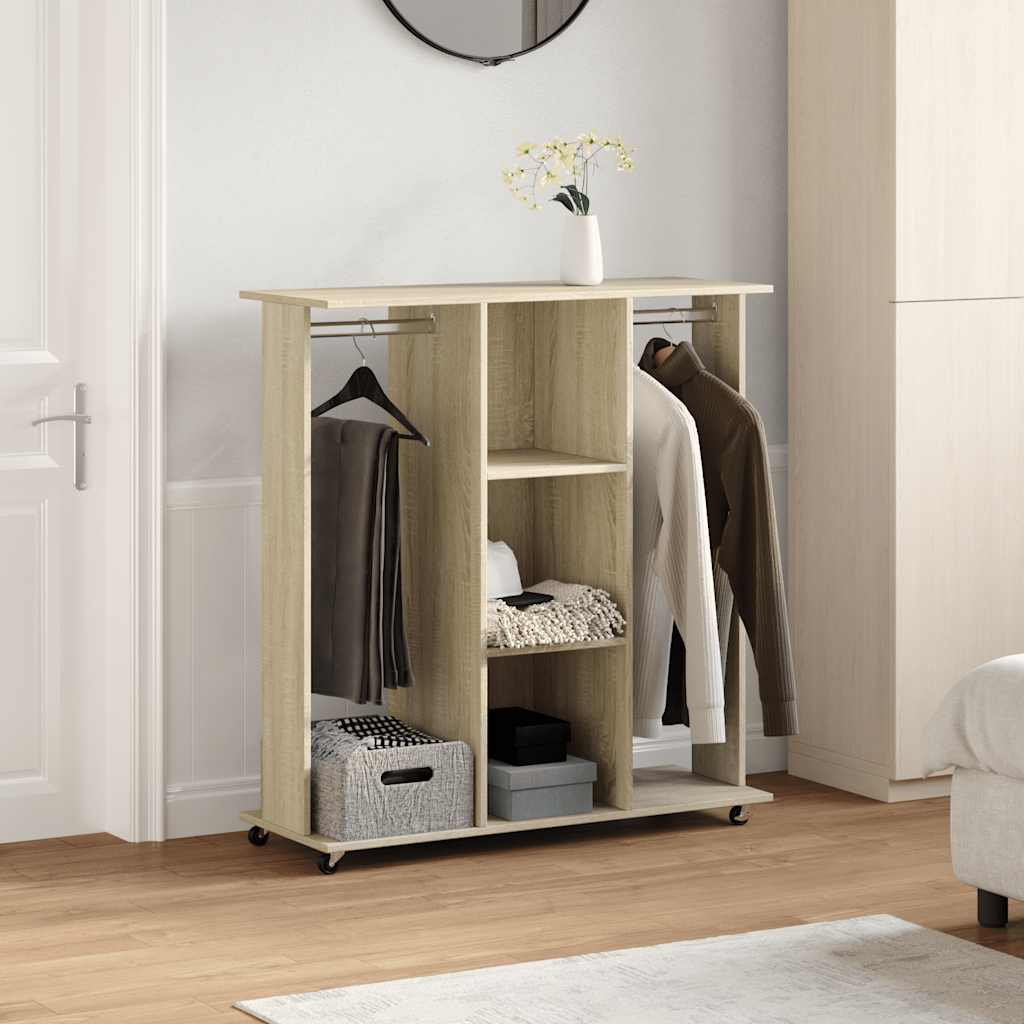 VIDAXL -Garderobe mit Rädern 102x38x110 cm propertierte Holzsonoma -Eiche