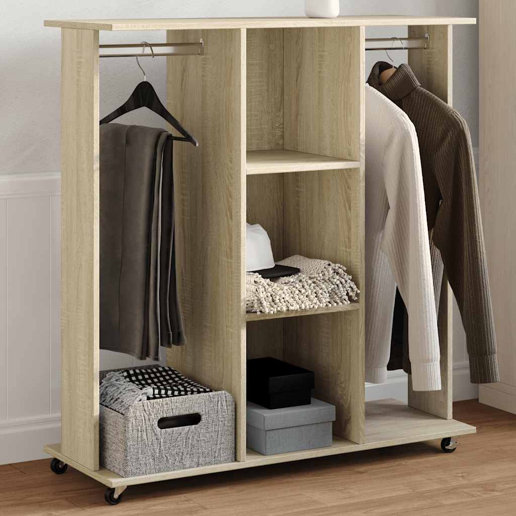 VIDAXL -Garderobe mit Rädern 102x38x110 cm propertierte Holzsonoma -Eiche