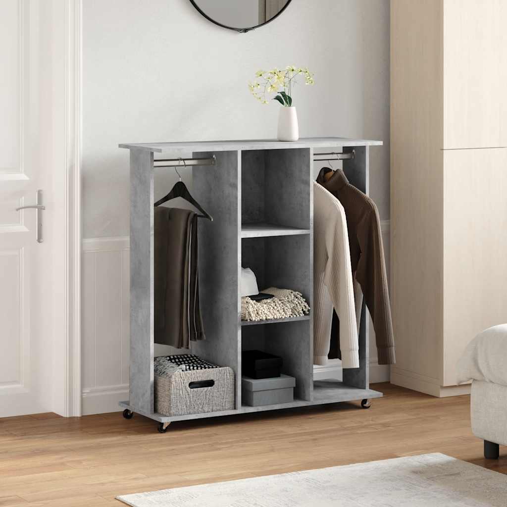 VIDAXL -Garderobe mit Rädern 102x38x110 cm verarbeitete Holzbetongrijs