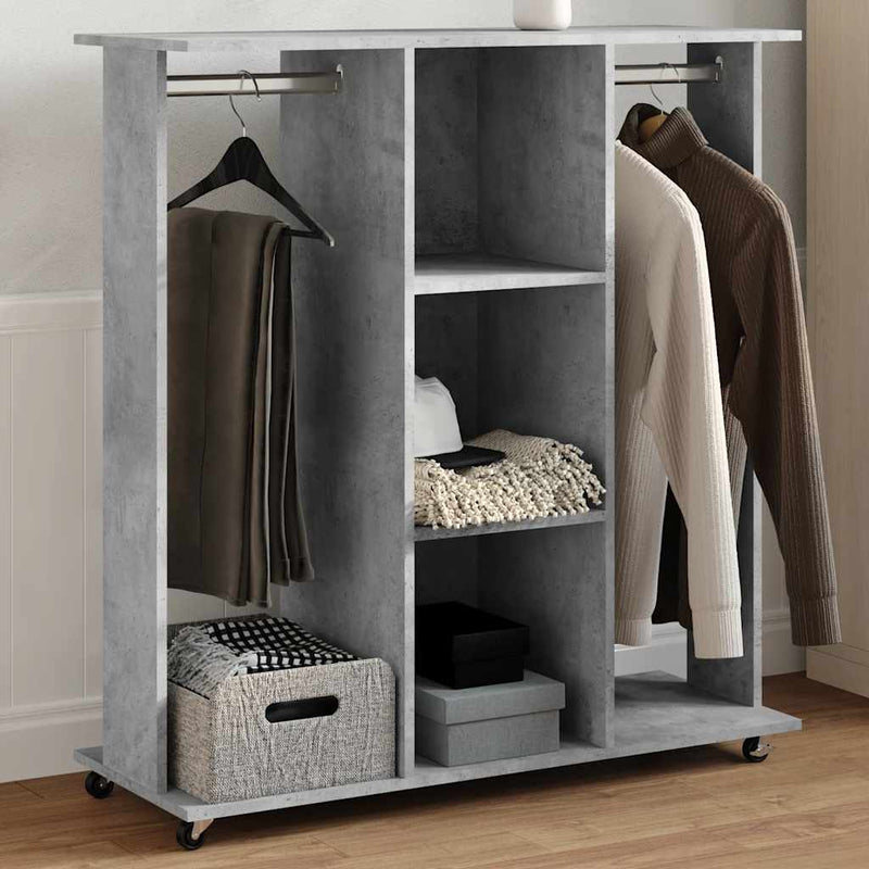 VIDAXL -Garderobe mit Rädern 102x38x110 cm verarbeitete Holzbetongrijs