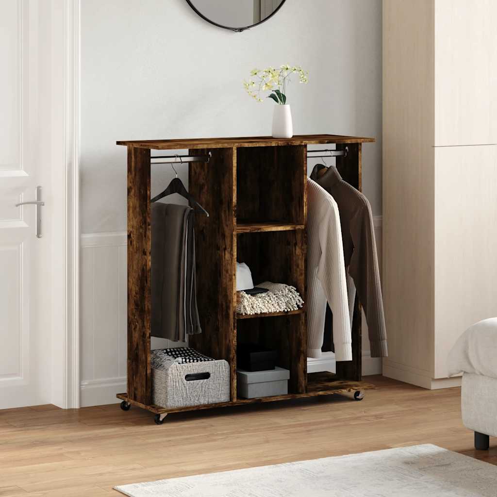 VIDAXL -Garderobe mit Rädern 102x38x110 cm Propertierte Holzgeräteeiche