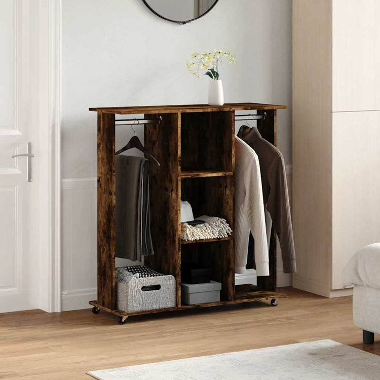 VIDAXL -Garderobe mit Rädern 102x38x110 cm Propertierte Holzgeräteeiche