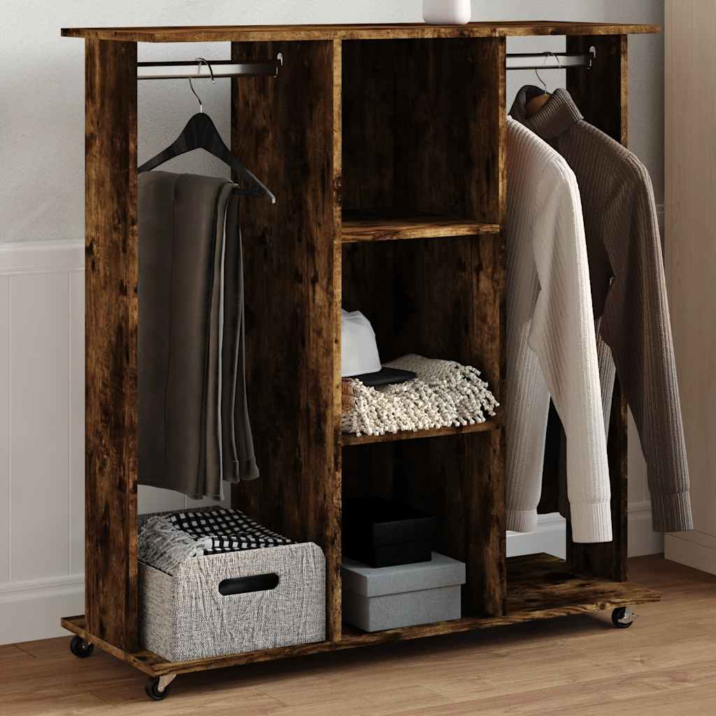 VIDAXL -Garderobe mit Rädern 102x38x110 cm Propertierte Holzgeräteeiche