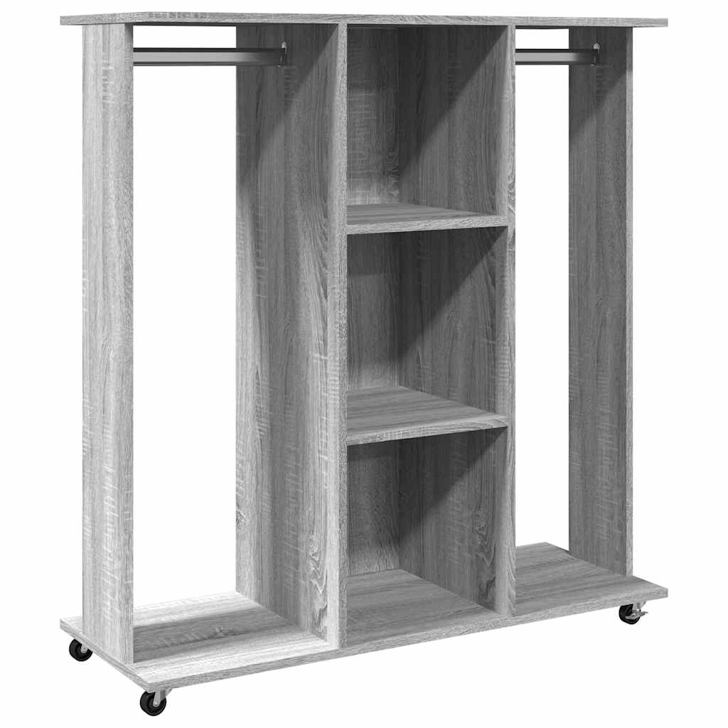 Vidaxl -Garderobe mit Rädern 102x38x110 cm Holzgrau Sonoma Eiche