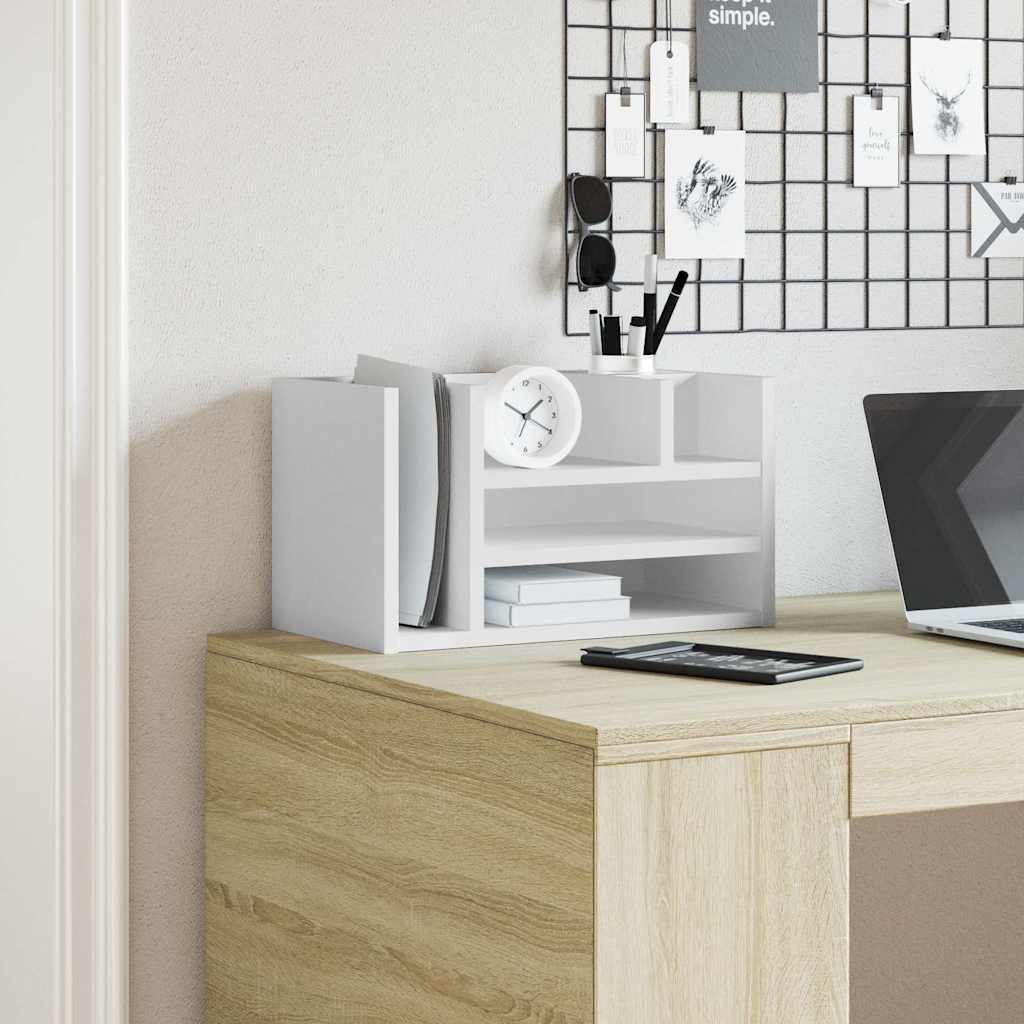 Vidaxl Bureau Organizer 44.5x24x25 cm verarbeitetes Holz weiß