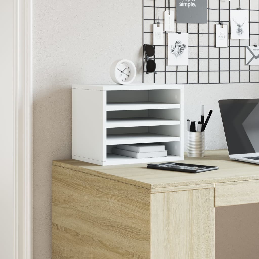 Vidaxl Bureau Organizer 36x26x29.5 cm verarbeitetes Holz weiß