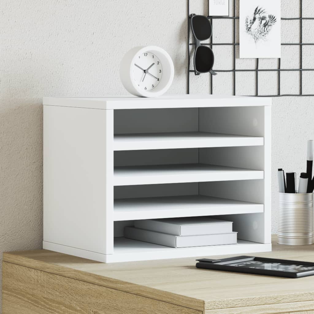 Vidaxl Bureau Organizer 36x26x29.5 cm verarbeitetes Holz weiß