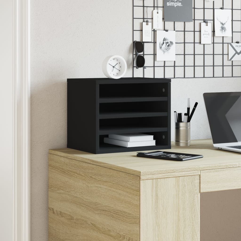 Vidaxl Bureau Organizer 36x26x29.5 cm verarbeitetes Holzschwarz