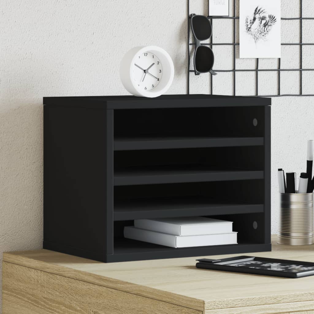 Vidaxl Bureau Organizer 36x26x29.5 cm verarbeitetes Holzschwarz