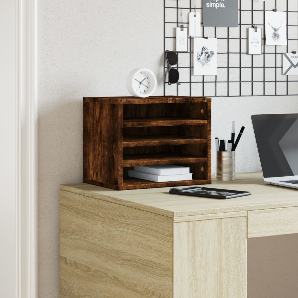 Vidaxl Bureau Organizer 36x26x29.5 cm verarbeiteter Holzgeräuchchen -Eichenfarbe
