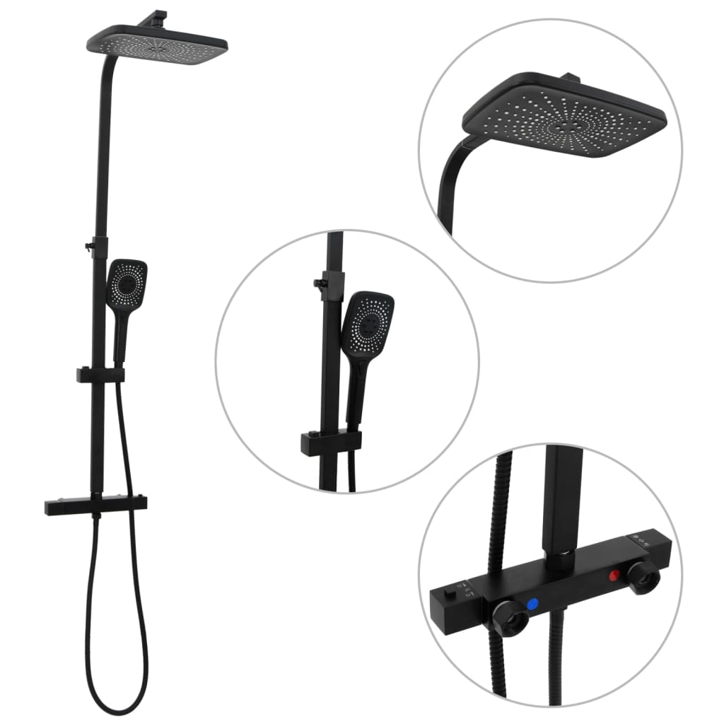 Vidaxl Duschkopf Set Double mit Mixer Tap und Schlauch Messing Schwarz
