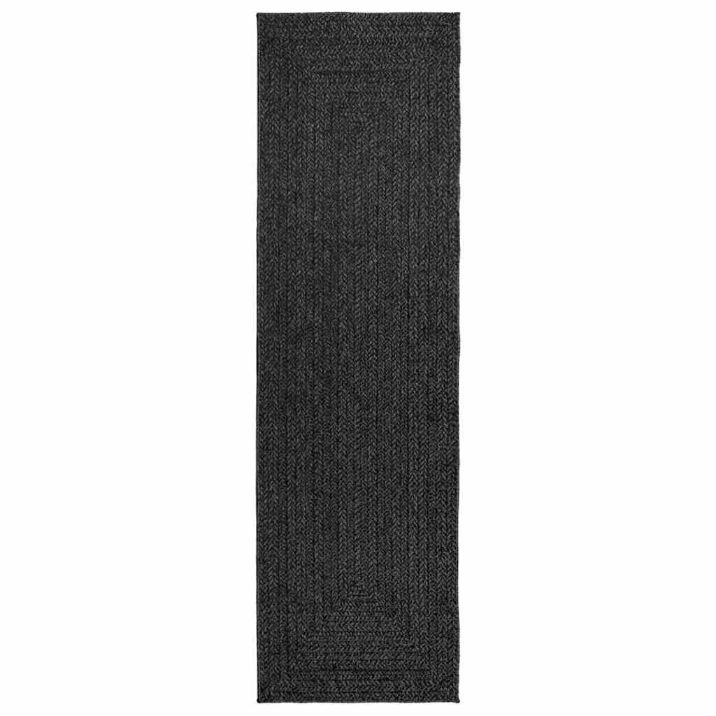 Vidaxl Teppich Zizur innen und außerhalb von 80x250 cm Jute -Anthrazit