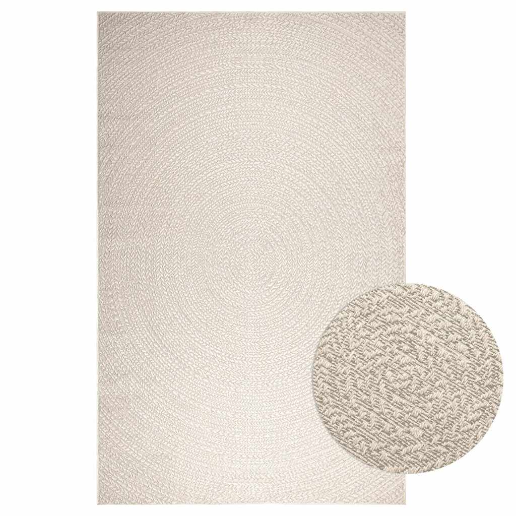 VidaXL Teppich Zizur Creme drinnen und draußen 200x290 cm Juteoptik