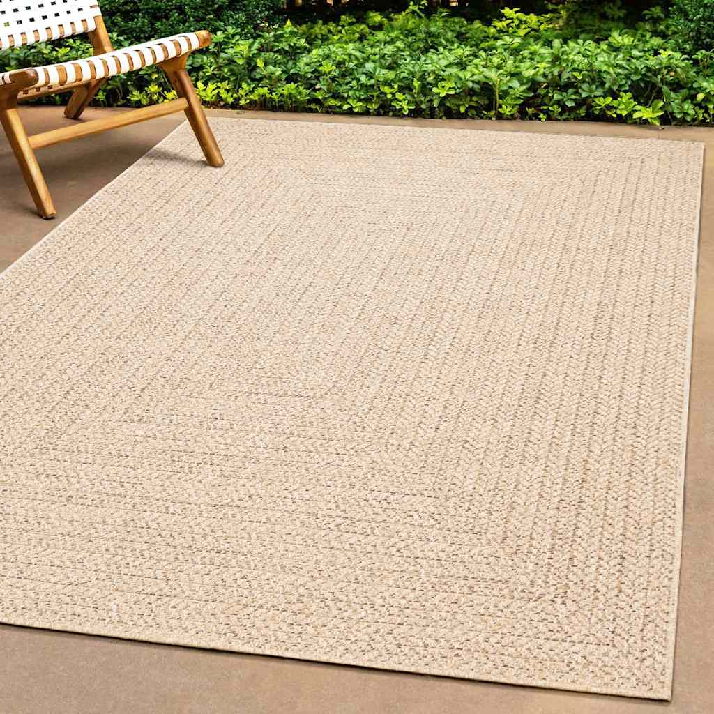 Vidaxl Teppich Zizur Beige innerhalb und außerhalb 120x120 cm Jute Look