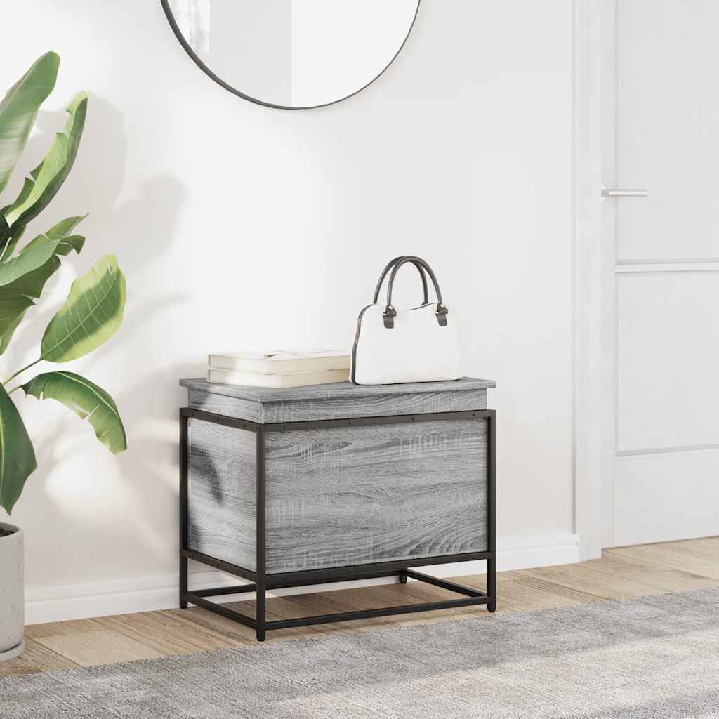 VIDAXL -Speicherbox mit Deckel 60x40x51,5 cm verarbeitetes Holzgrau Sonoma