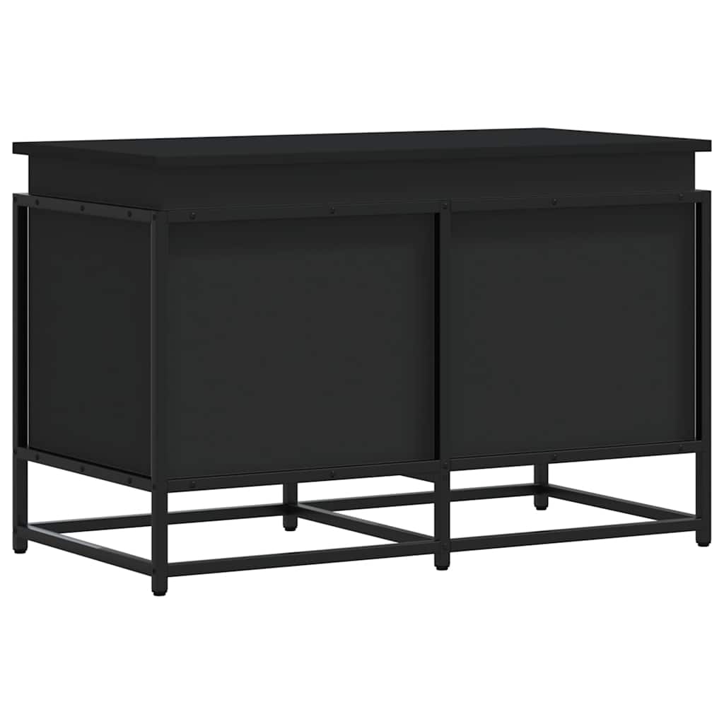 VIDAXL -Speicherbox mit Deckel 80x40x51,5 cm verarbeitetes Holz schwarz