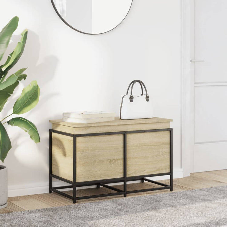 VIDAXL -Speicherbox mit Deckel 80x40x51.5 cm verarbeitetes Holz Sonoma Eiche
