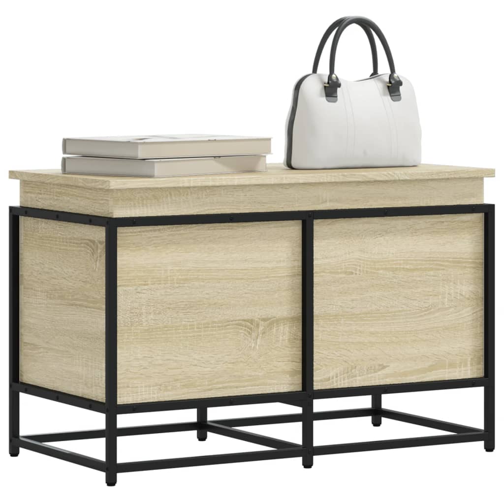 VIDAXL -Speicherbox mit Deckel 80x40x51.5 cm verarbeitetes Holz Sonoma Eiche
