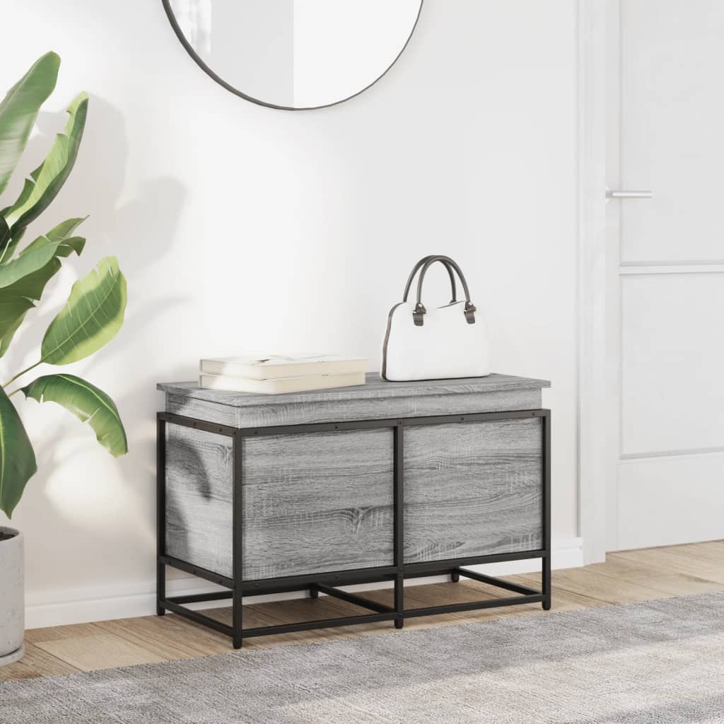 VIDAXL -Speicherbox mit Deckel 80x40x51.5 cm verarbeitetes Holzgrau Sonoma