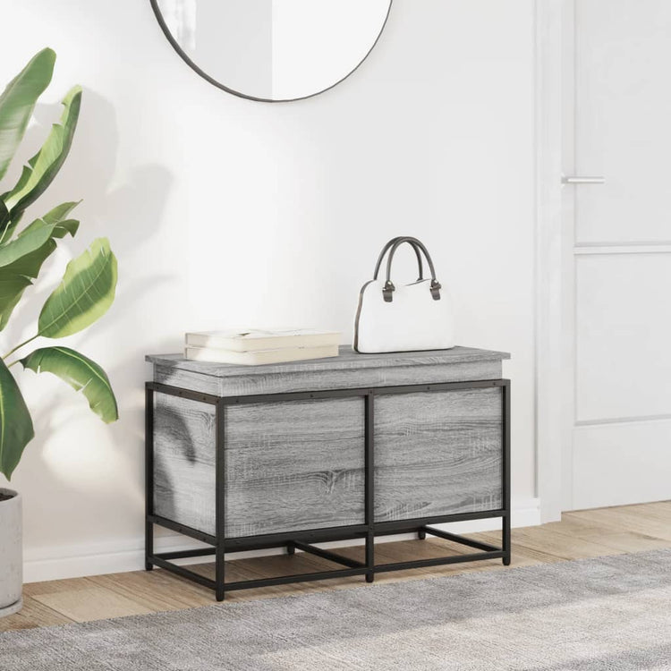 VIDAXL -Speicherbox mit Deckel 80x40x51.5 cm verarbeitetes Holzgrau Sonoma
