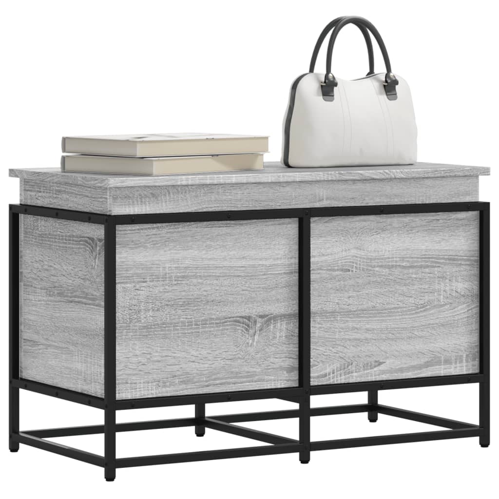 VIDAXL -Speicherbox mit Deckel 80x40x51.5 cm verarbeitetes Holzgrau Sonoma
