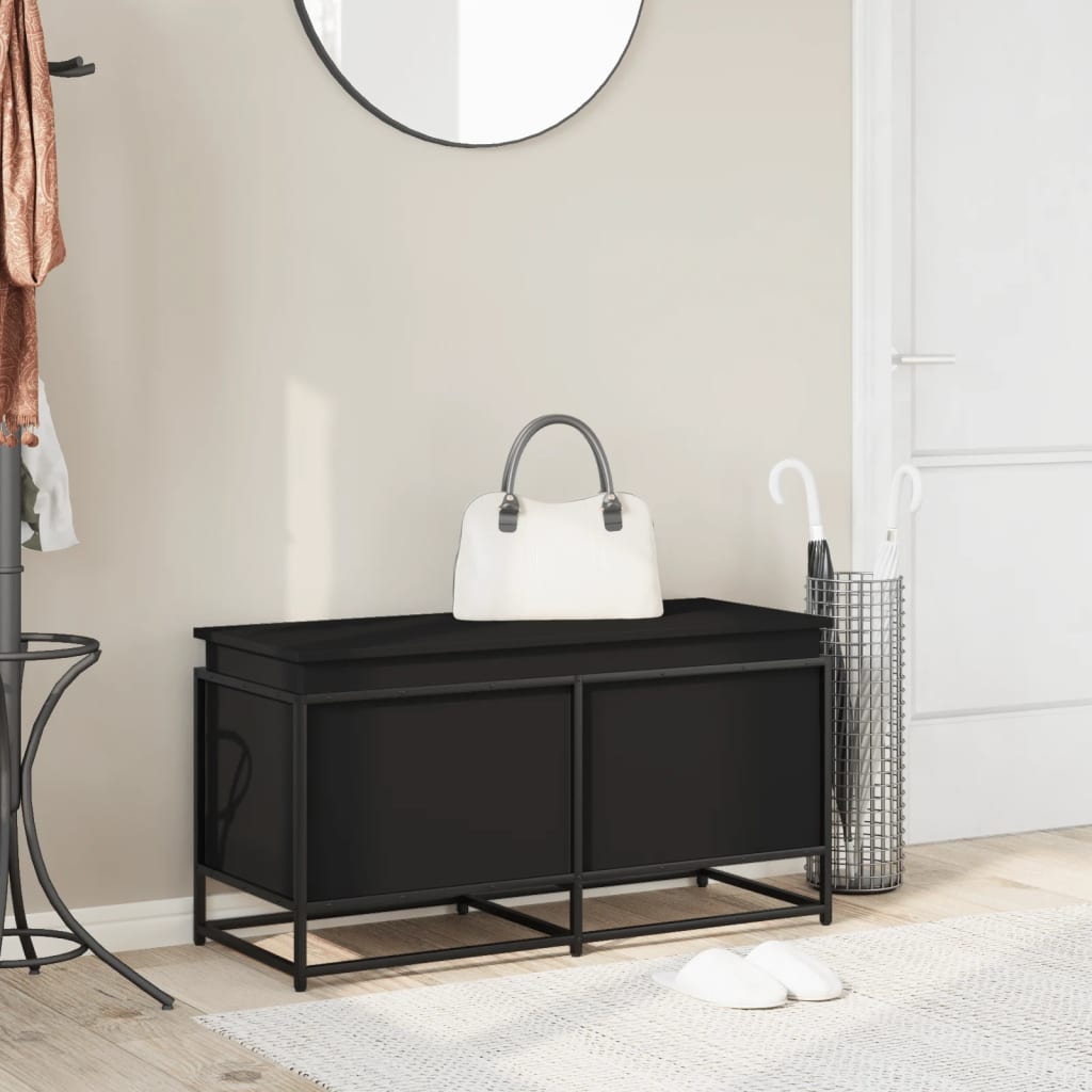 VIDAXL -Speicherbox mit Deckel 100x40x51,5 cm verarbeitetes Holz schwarz
