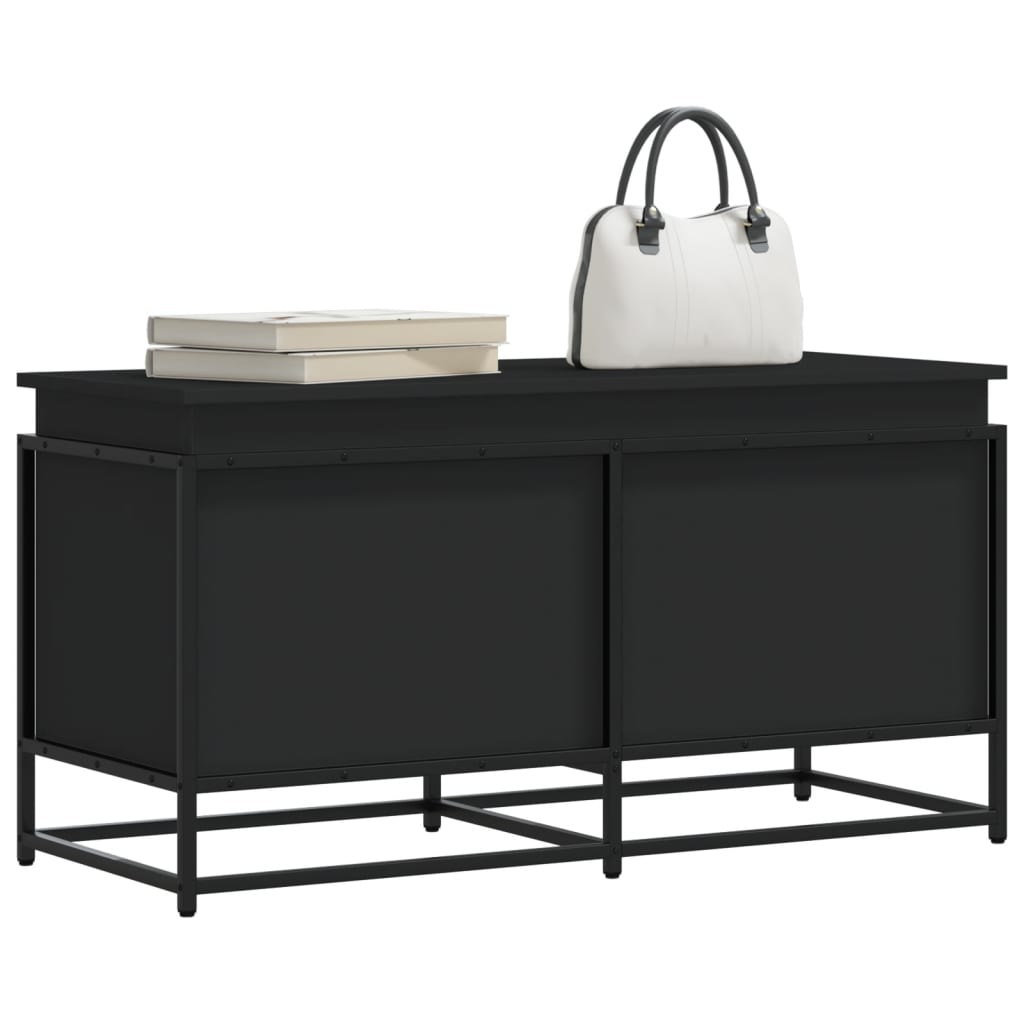 VIDAXL -Speicherbox mit Deckel 100x40x51,5 cm verarbeitetes Holz schwarz