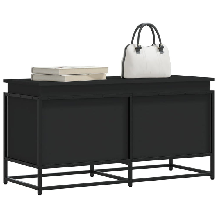 VIDAXL -Speicherbox mit Deckel 100x40x51,5 cm verarbeitetes Holz schwarz