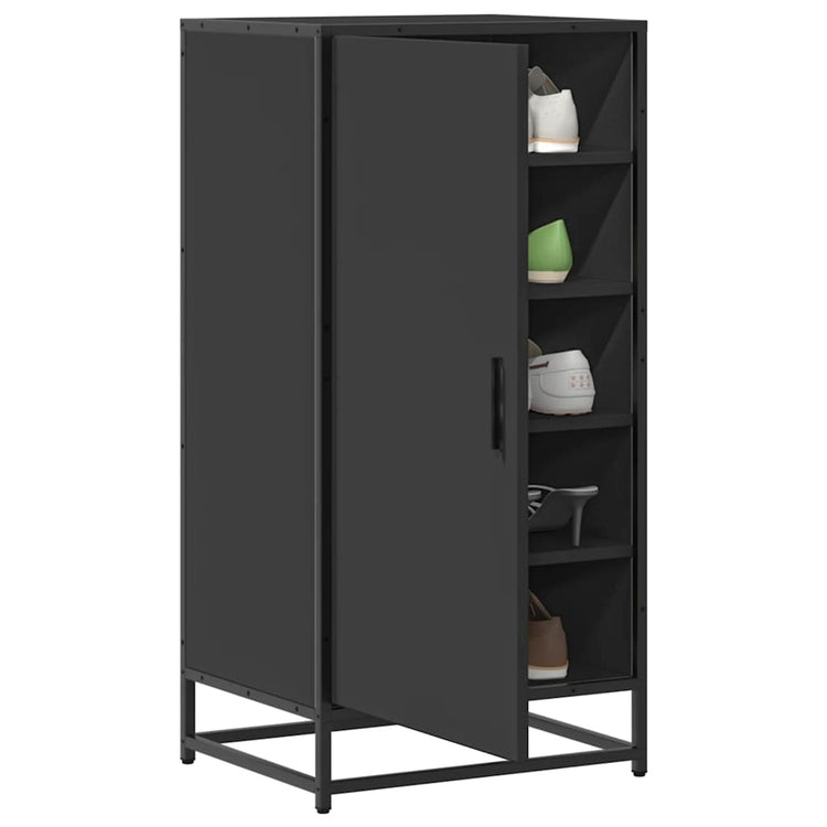 VIDAXL -Schuhregal 48x38x97,5 cm verarbeitetes Holz schwarz