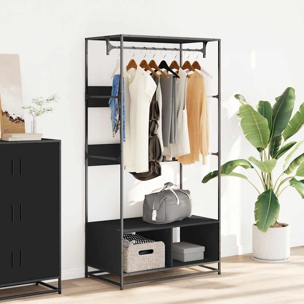 Vidaxl Garderobe 90x50x180 cm propertiertes Holzschwarz