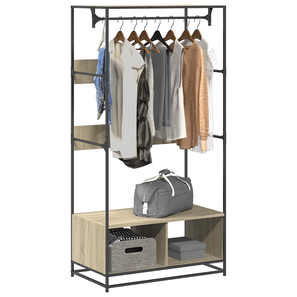 VIDAXL -Garderobe 90x50x180 cm Propertiertes Holz Sonoma Eiche gefärbt