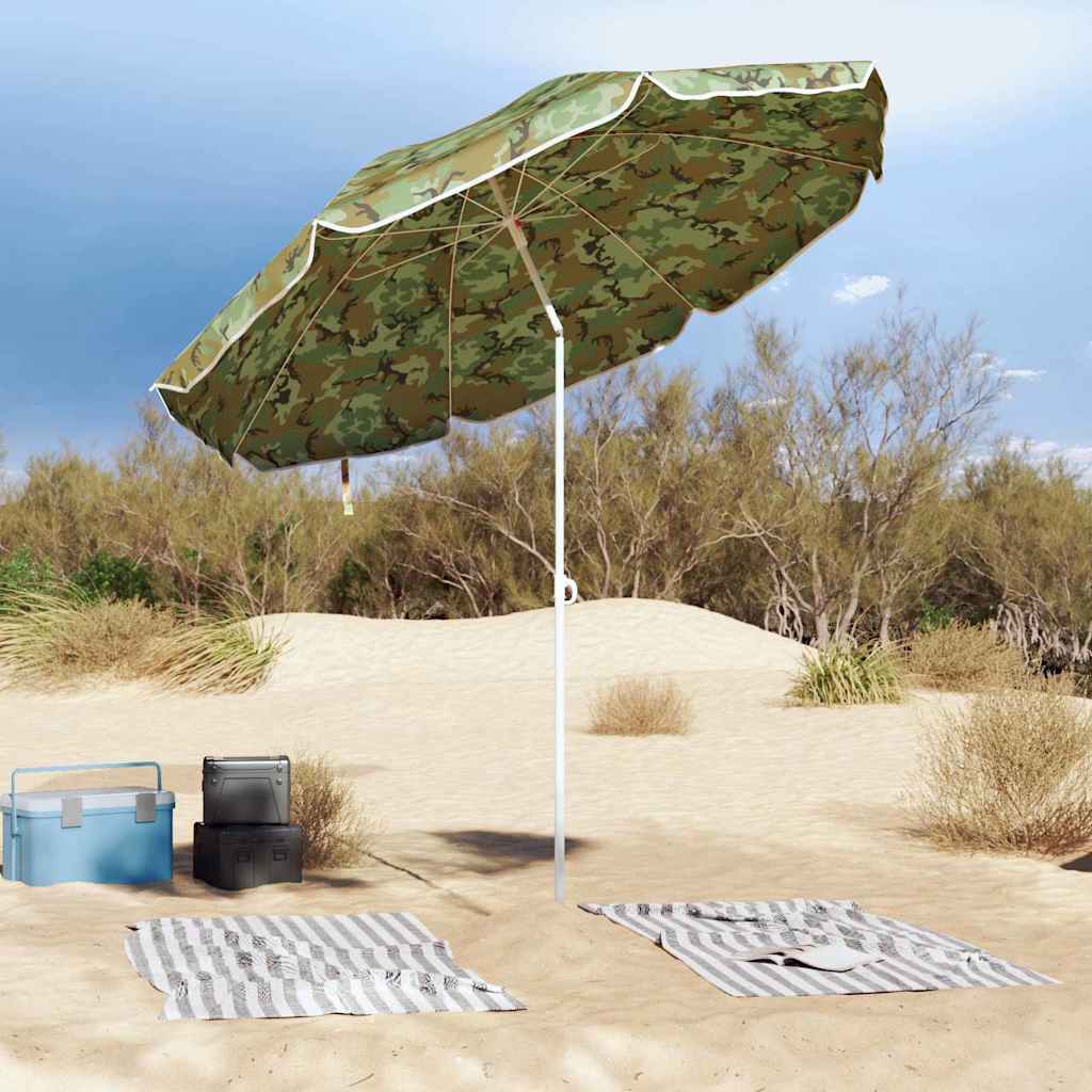 Vidaxx Strandschirm, Tarnfarben, 263 x 263 x 272 cm, Polyester und Metall