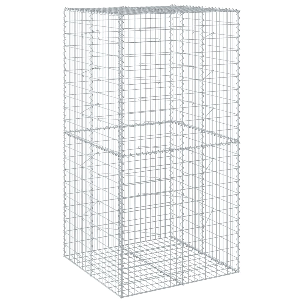 Vidaxl Schanskorf 100x100x200 cm verzinktes Eisensilberfarben