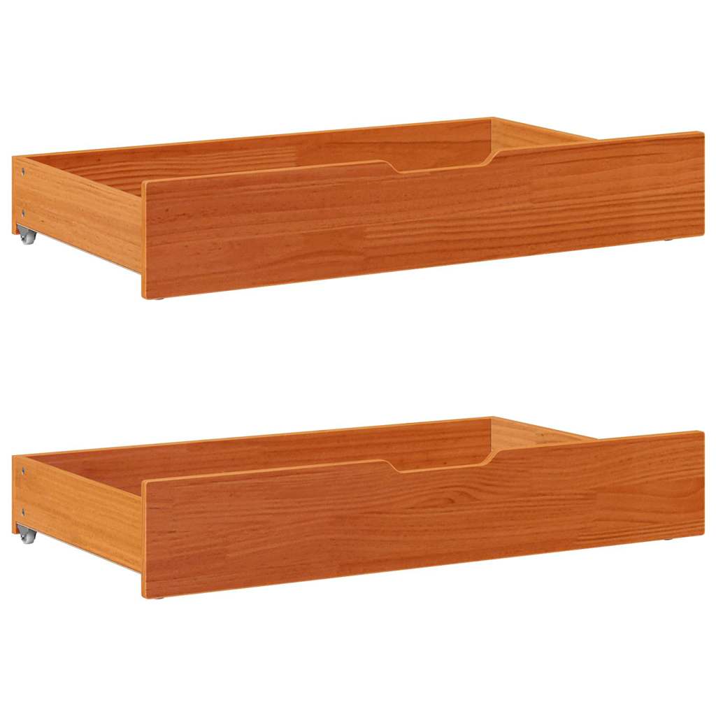 VIDAXL -Bettlades 2 PCs 90x55x16 Festkiefer Wäsche braun